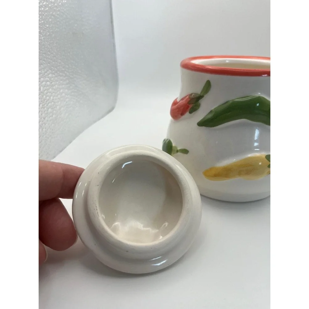 SAP Trading‎ Co Ceramic Chili Pepper Canister Small Jar with Lid 3D Embossed 5in